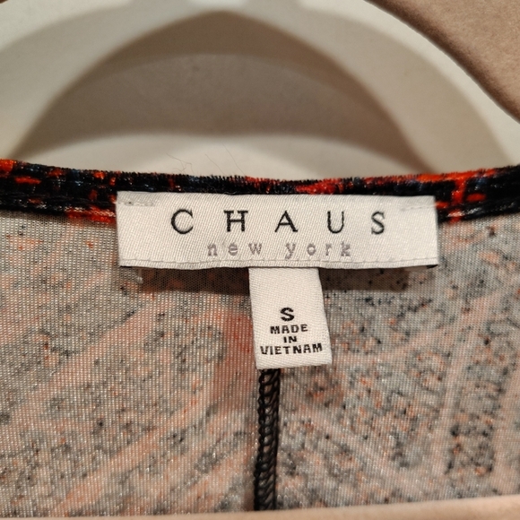 Chaus Velvet Red & Black Paisley Print Faux Wrap Dress Sz S Whimsigoth Vampire - Picture 2 of 7